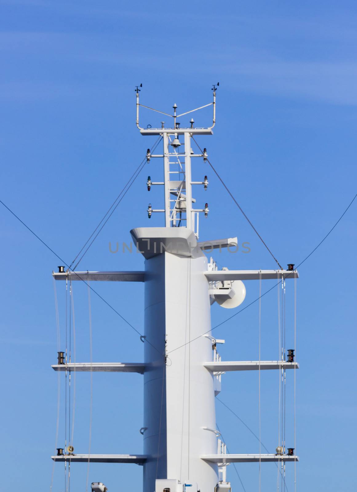 Aerials and communication tower on ship by steheap