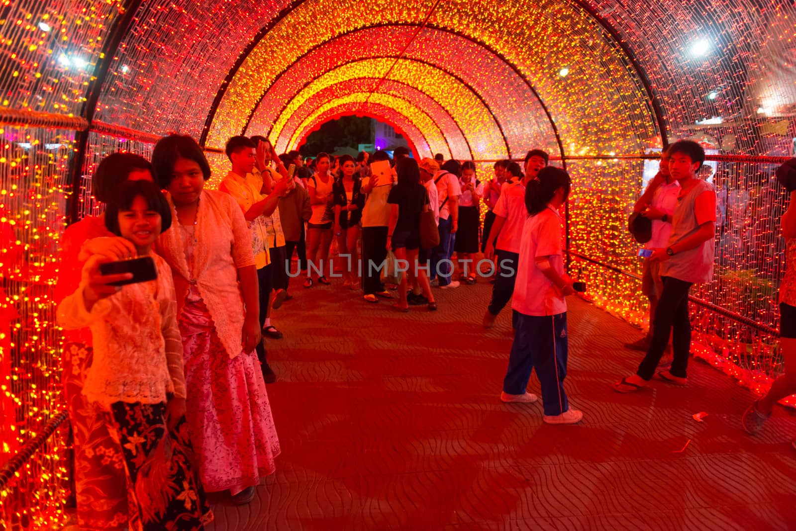 Red bright illuminated arch by iryna_rasko