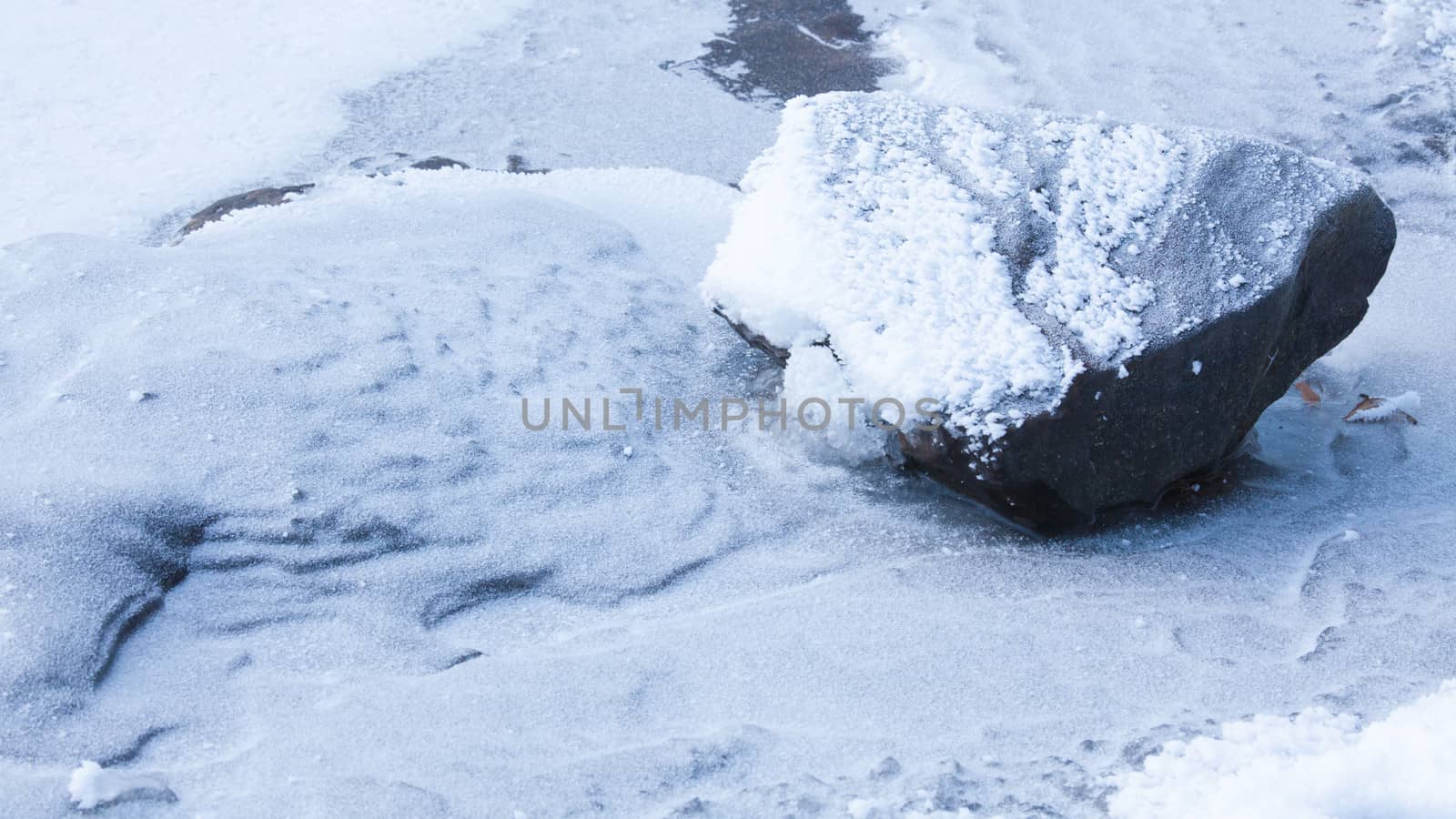 Rock covered in frost and ice