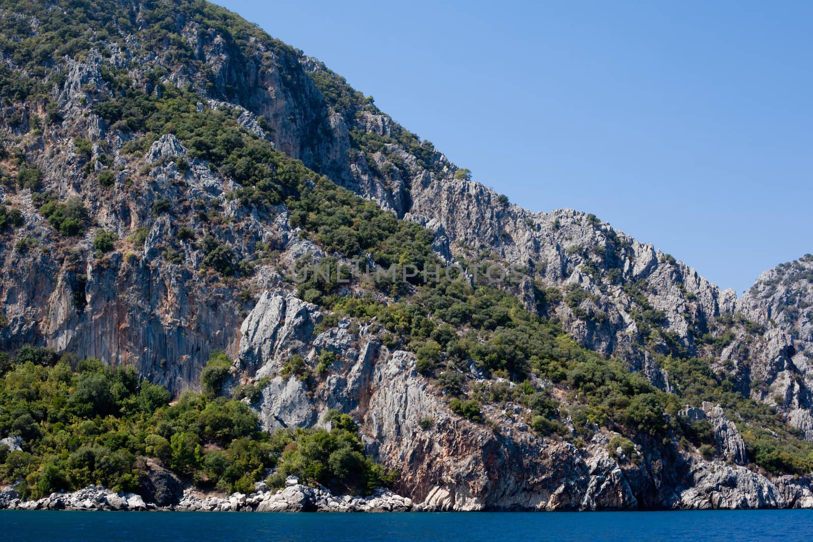 Wooded mountain and sea in Asia Minor
