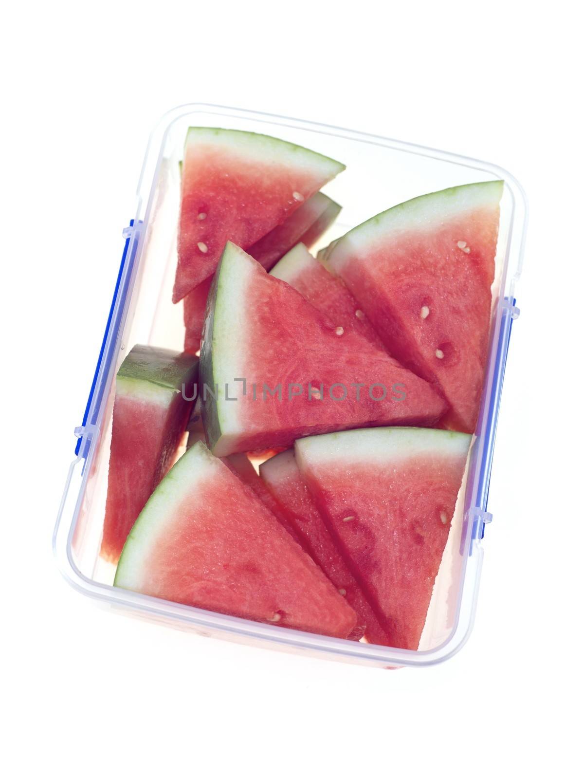 Watermelon slices isolated against a white background