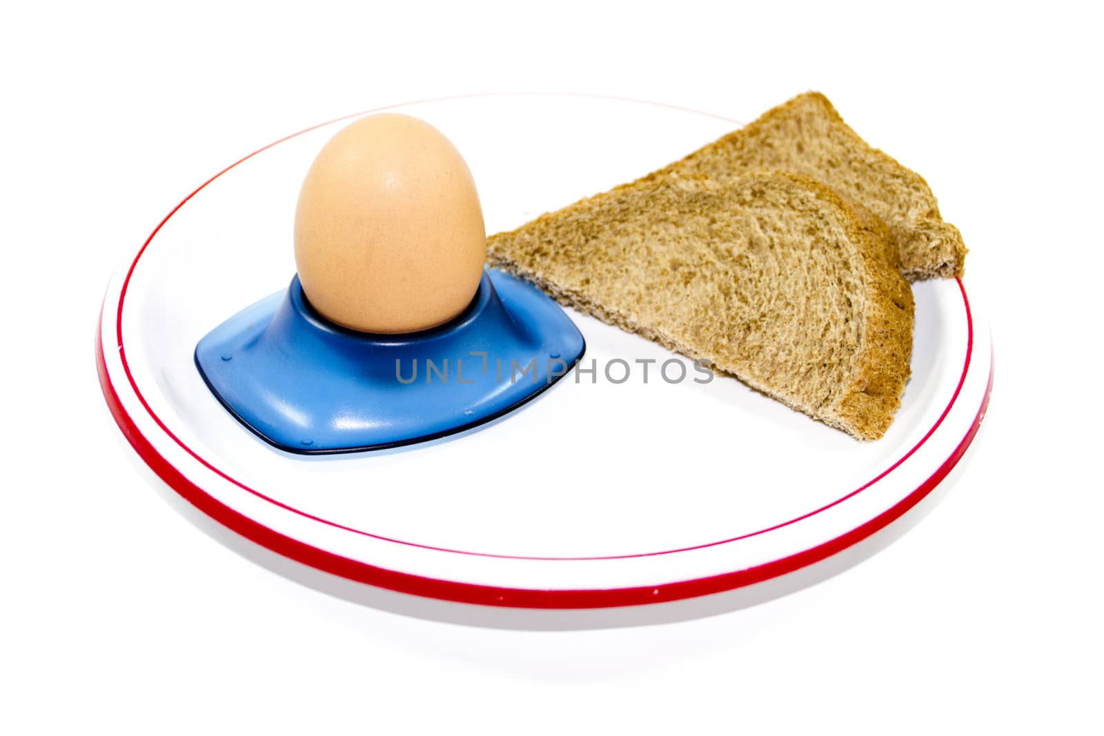 Fresh Brown Egg with Egg Cup  and Toast Bread