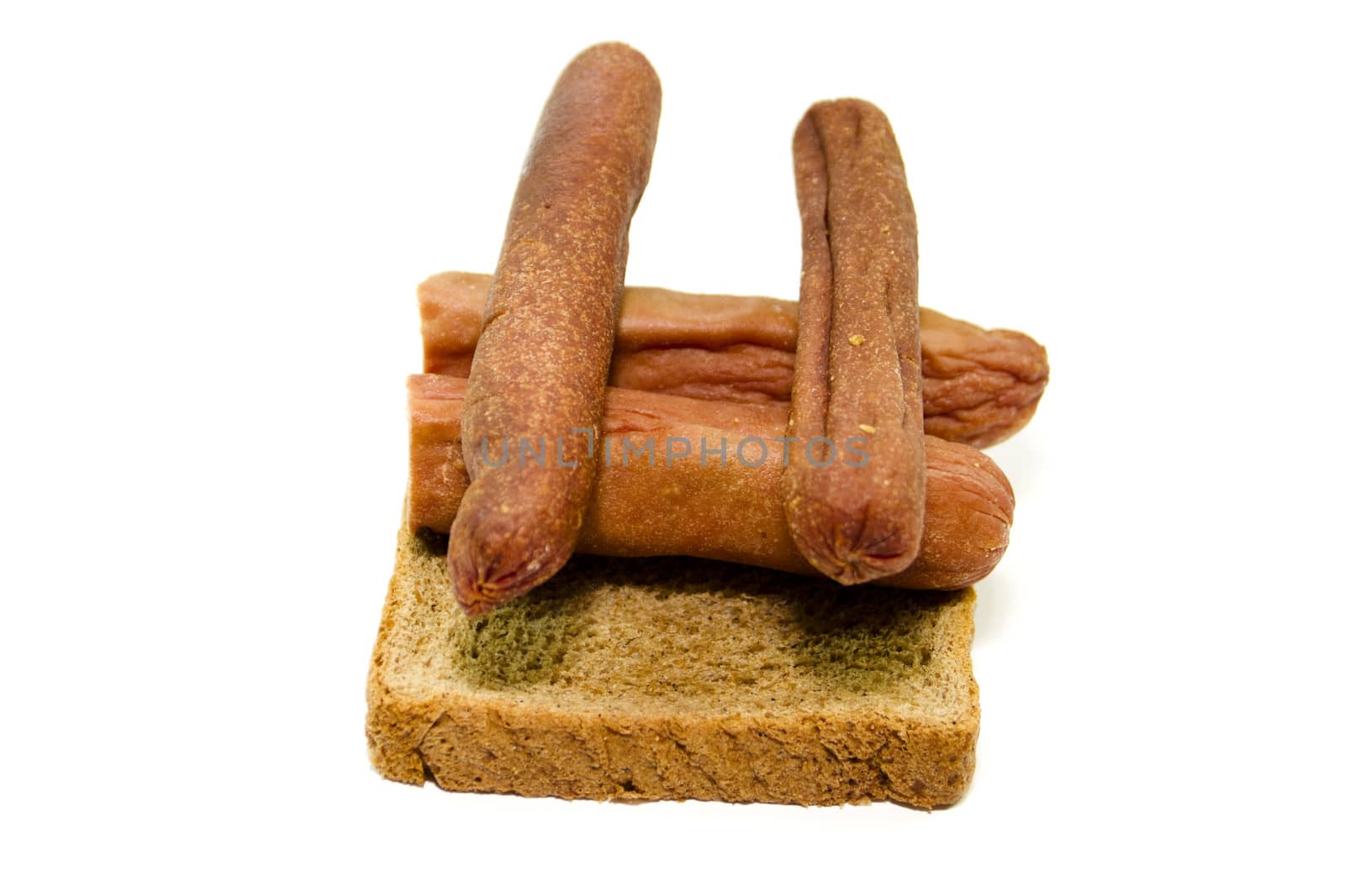 Roasted Hot Dogs with Brown Toast Bread