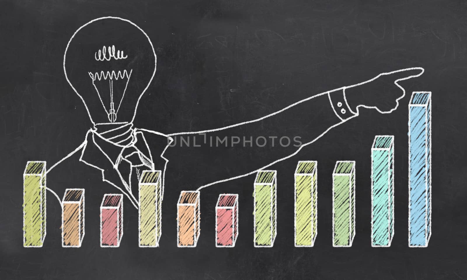 Growth with Creative Businessman showing Positive Graph