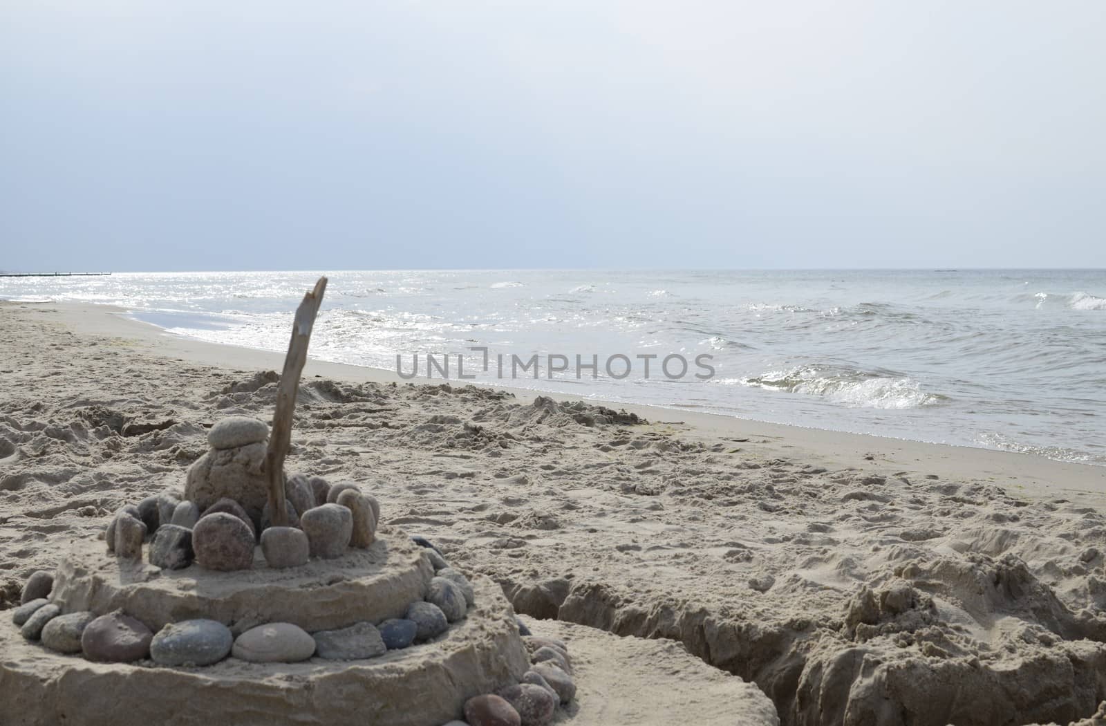 Sand and Rock Castle on Baltic Beach