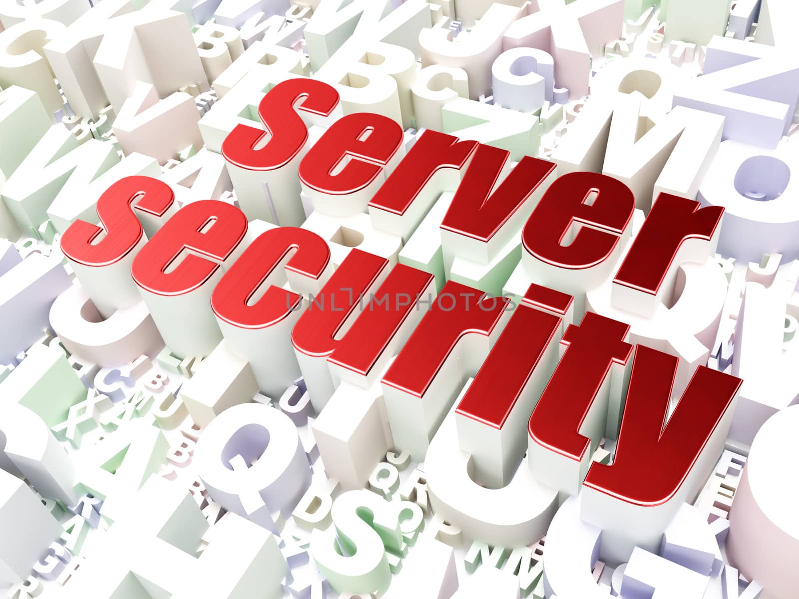 Security concept: Server Security on alphabet  background, 3d render