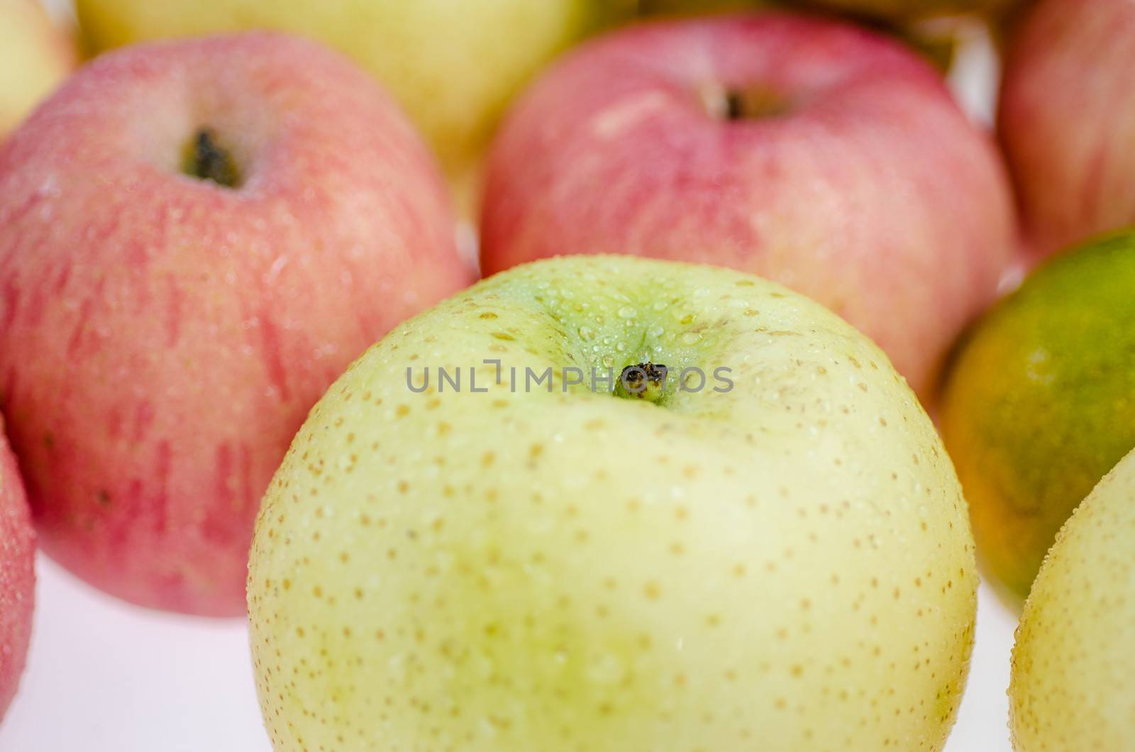 Macro shot of  mix fruits  isolated on white background 