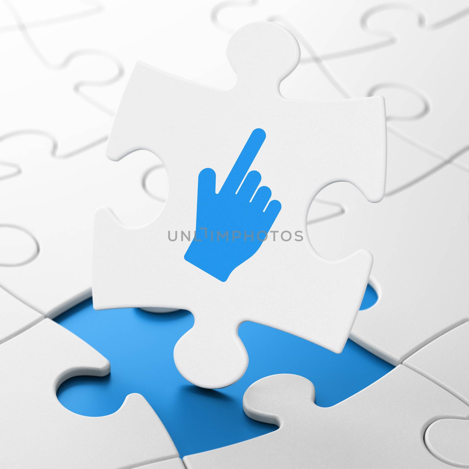 Web development concept: Mouse Cursor on puzzle background by maxkabakov