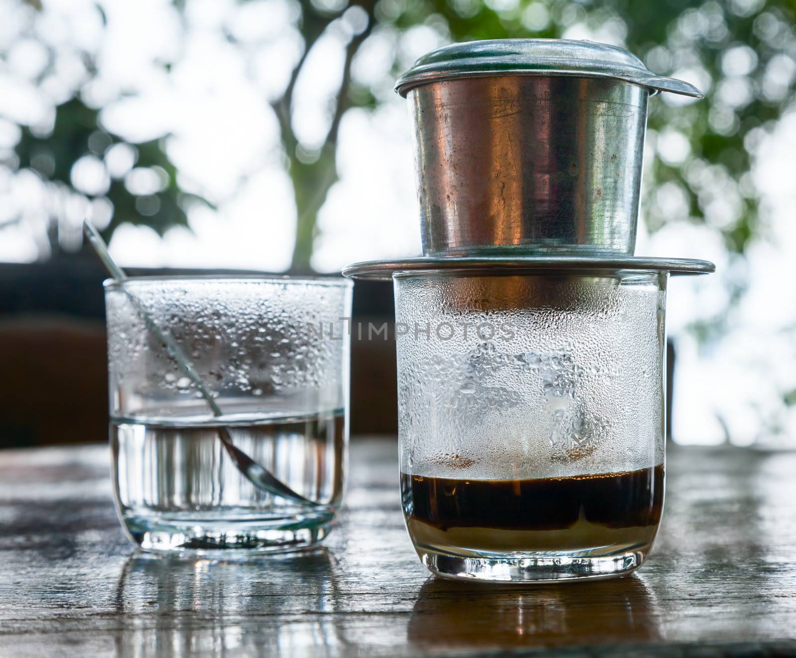 Coffee brewed in traditional vietnamese style