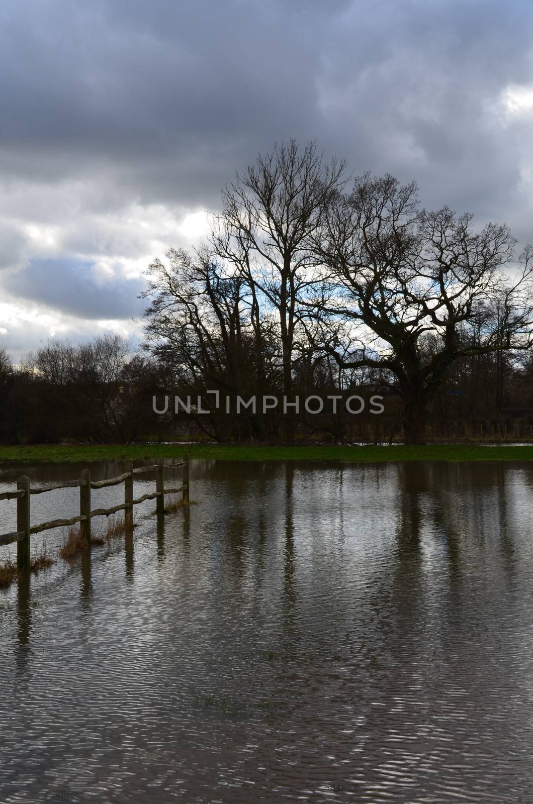 River Ouse in the County of Sussex,England bursts its banks in the storms of early 2014.