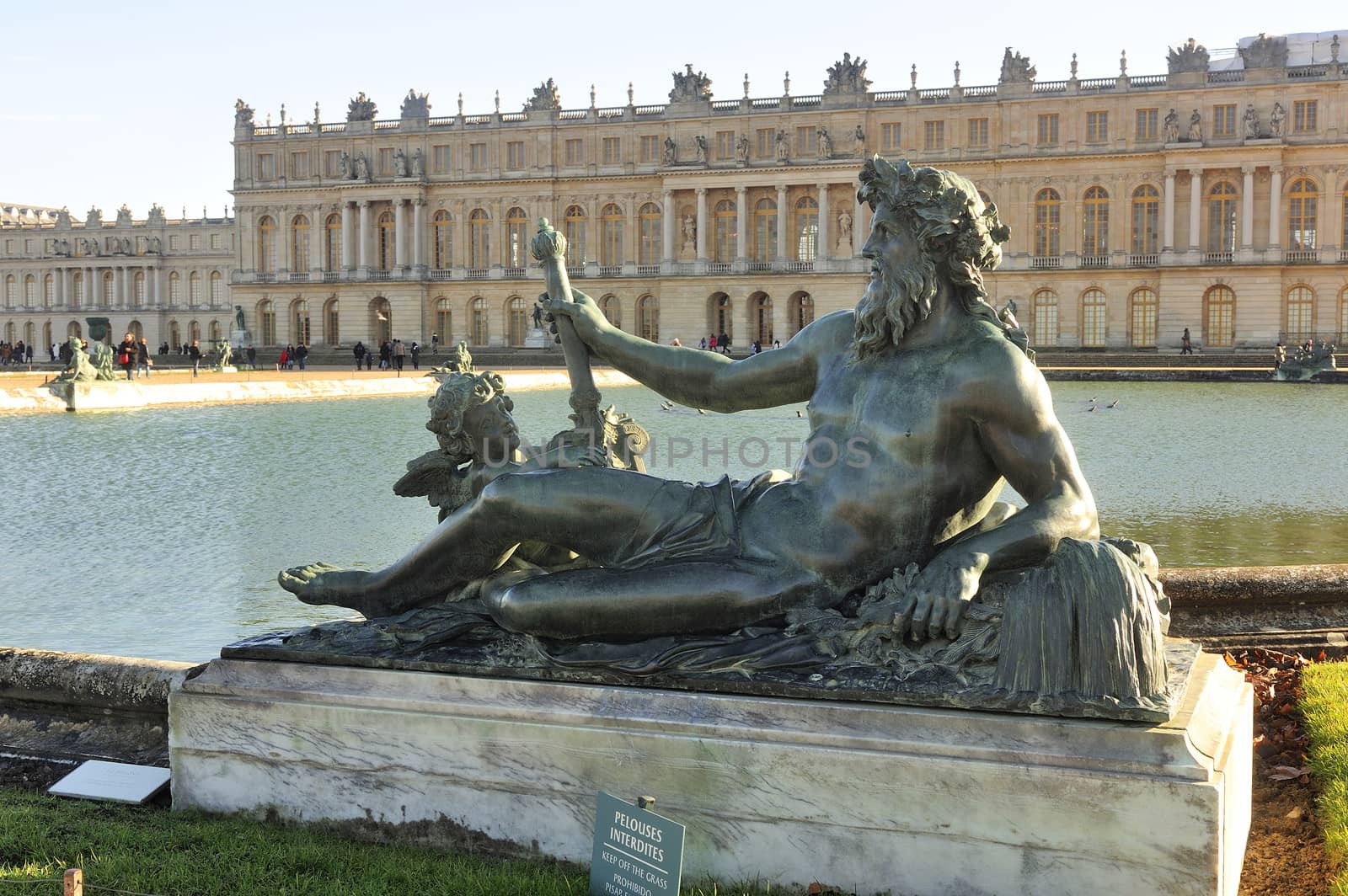 sculpture of the water mirror of the castle of Versailles representing smells French Rhone