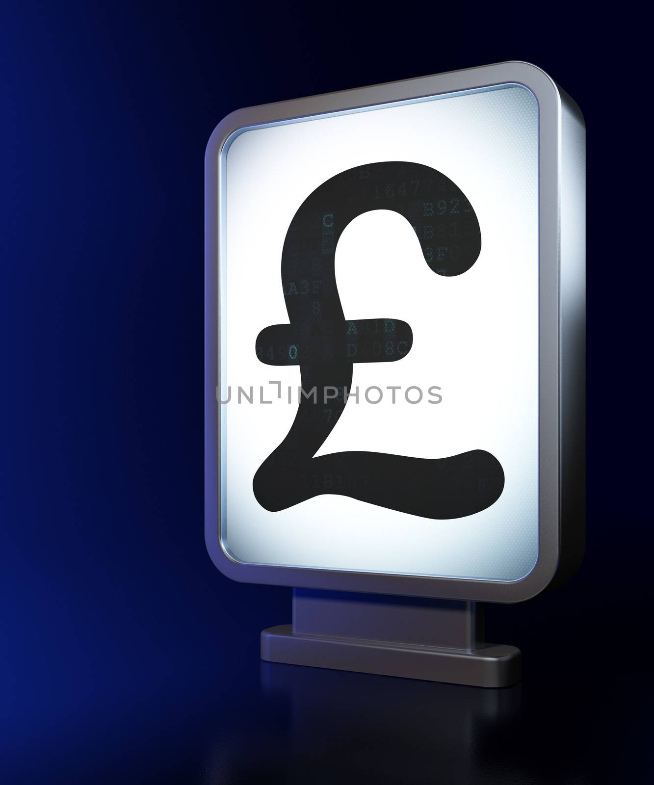 Currency concept: Pound on advertising billboard background, 3d render