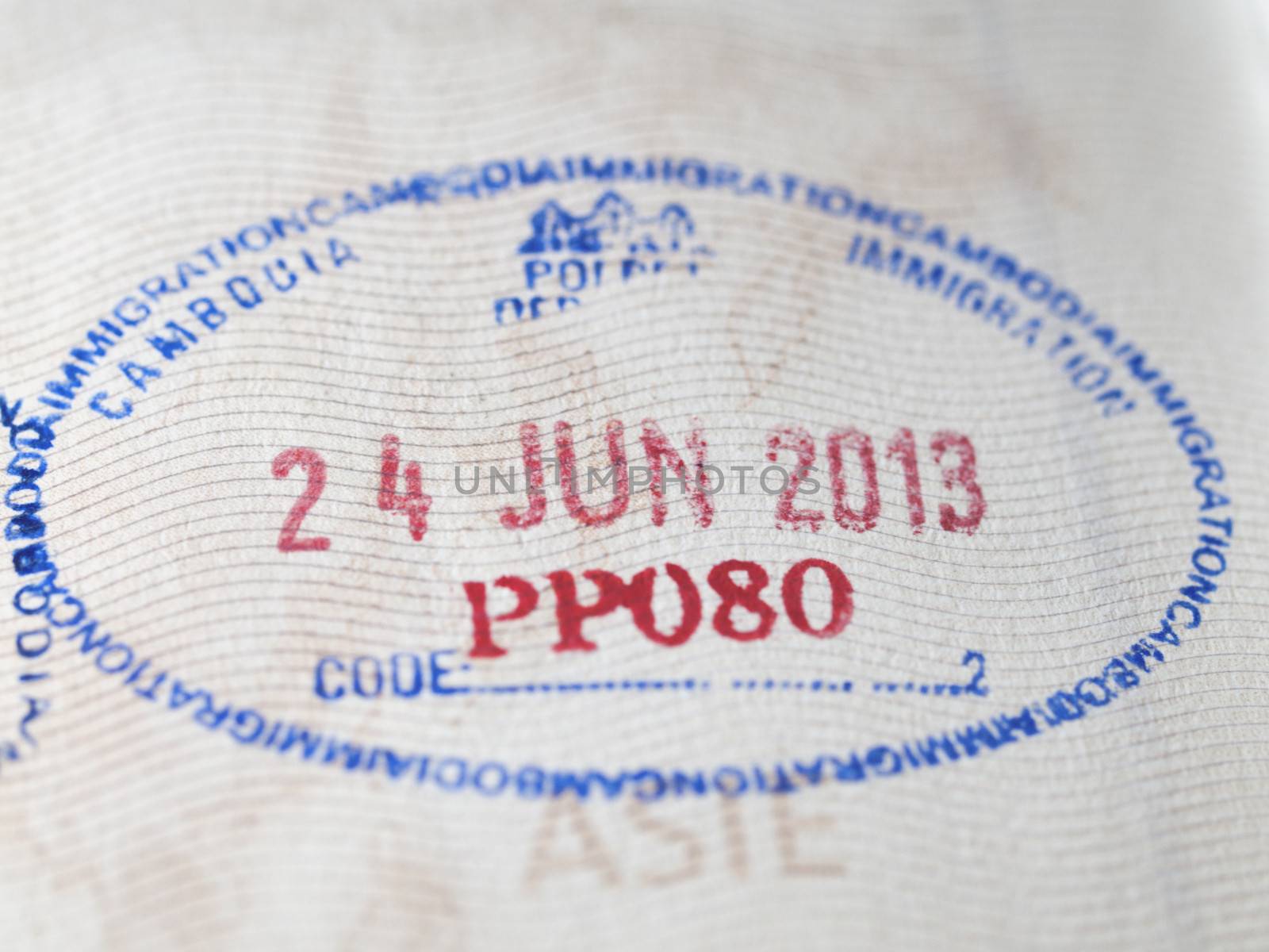 Entry visa stamp in Cambodia