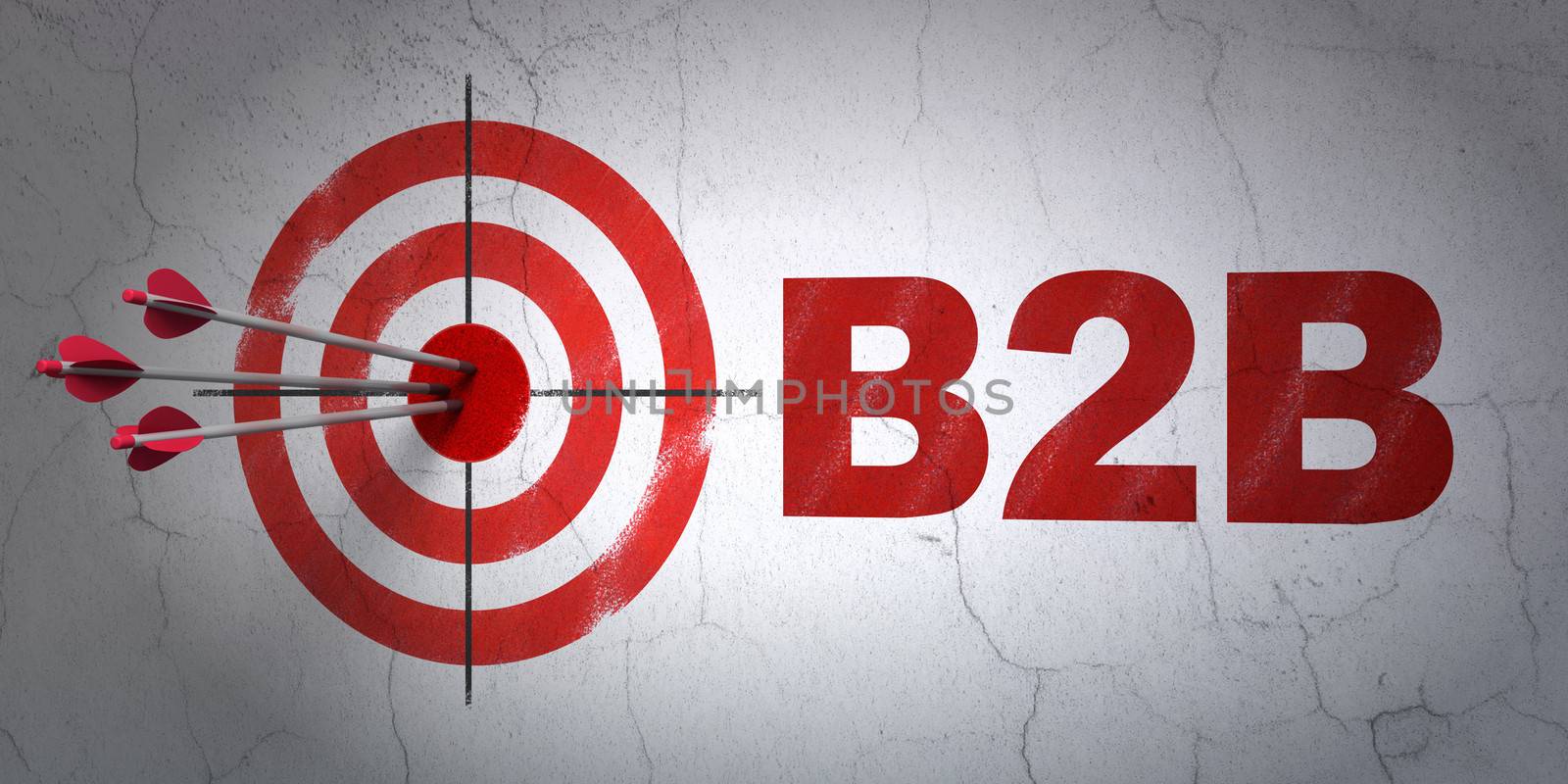 Business concept: target and B2b on wall background by maxkabakov