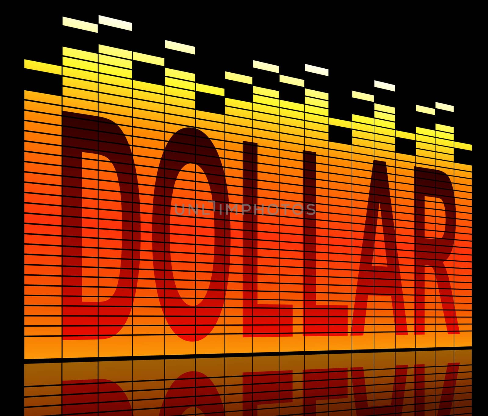 Abstract style illustration depicting graphic equalizer level bars with a Dollar concept.