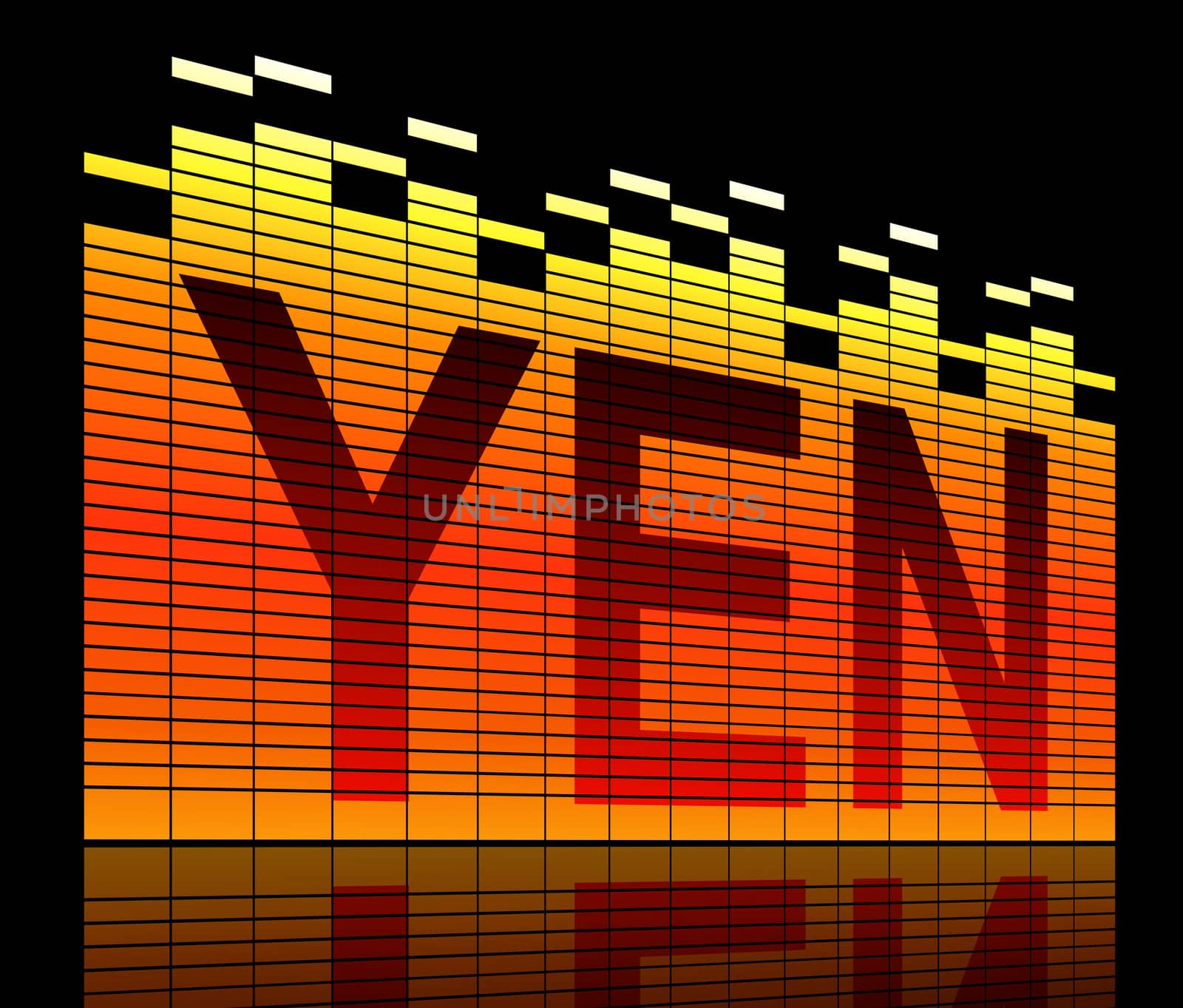 Abstract style illustration depicting graphic equalizer level bars with a Yen concept.