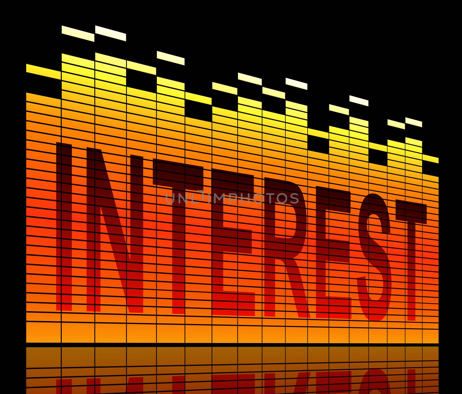 Abstract style illustration depicting graphic equalizer level bars with an interest concept.