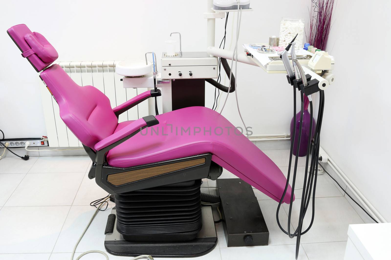 dental practice with chair and equipment