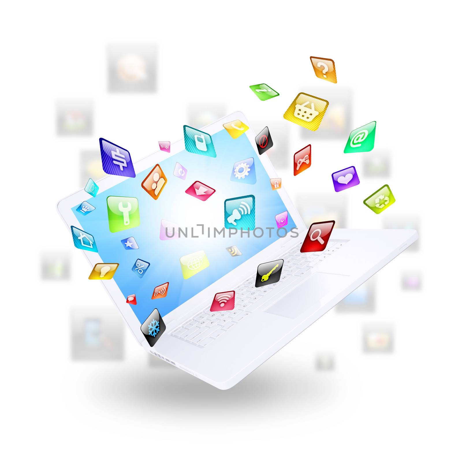 Laptop and application icons by cherezoff