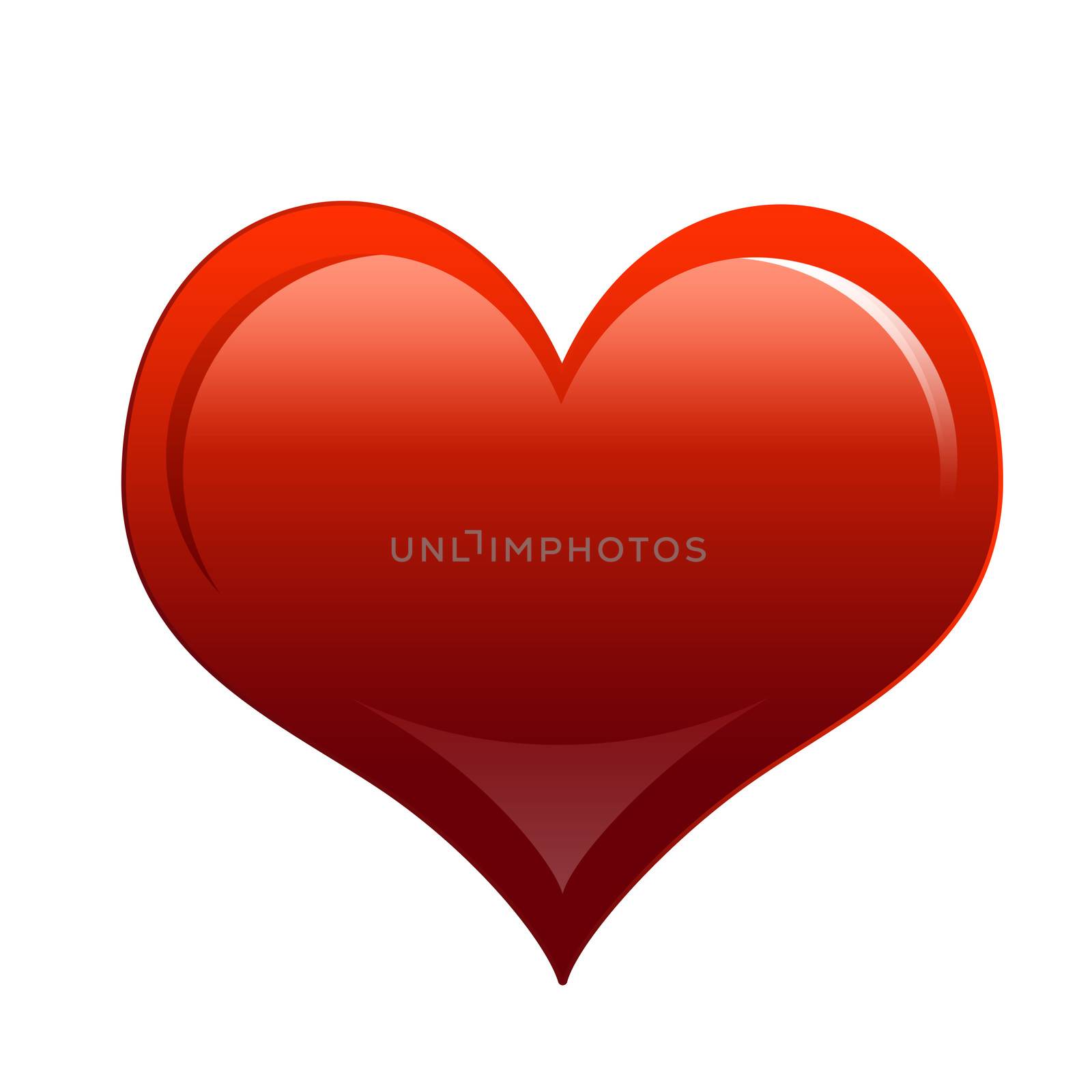 Red heart. Isolated on the white background