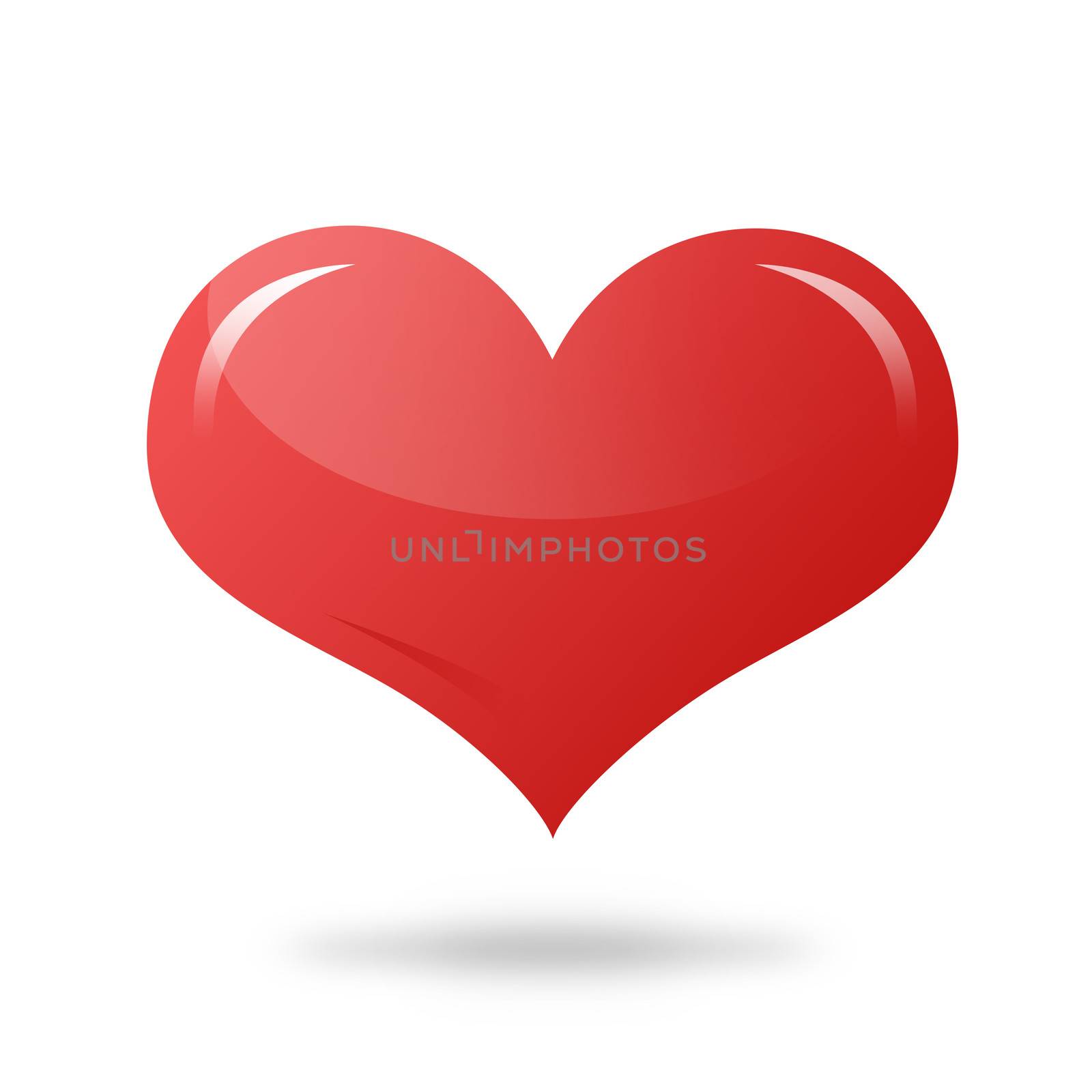 Red heart. Isolated on the white background