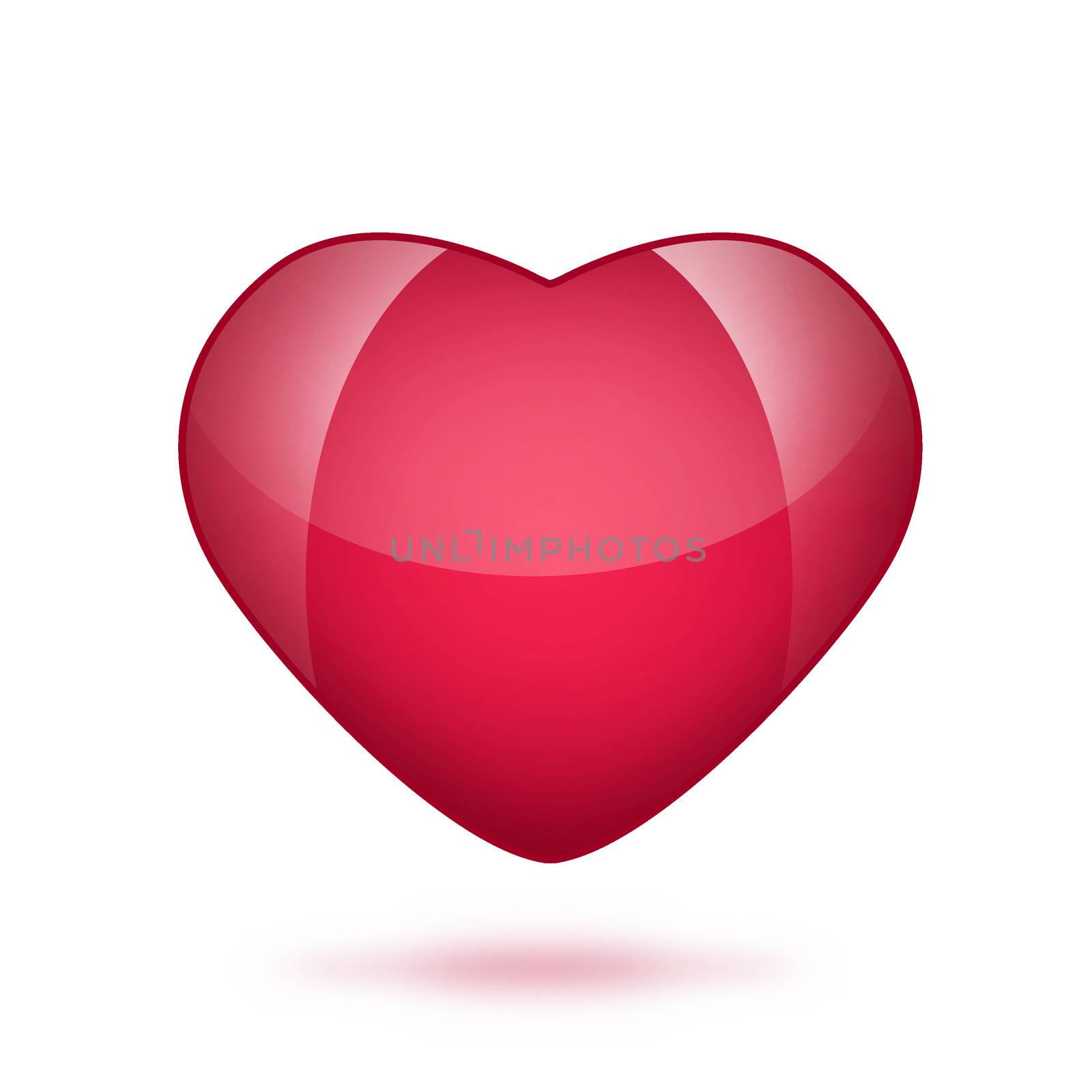Red heart. Isolated on the white background