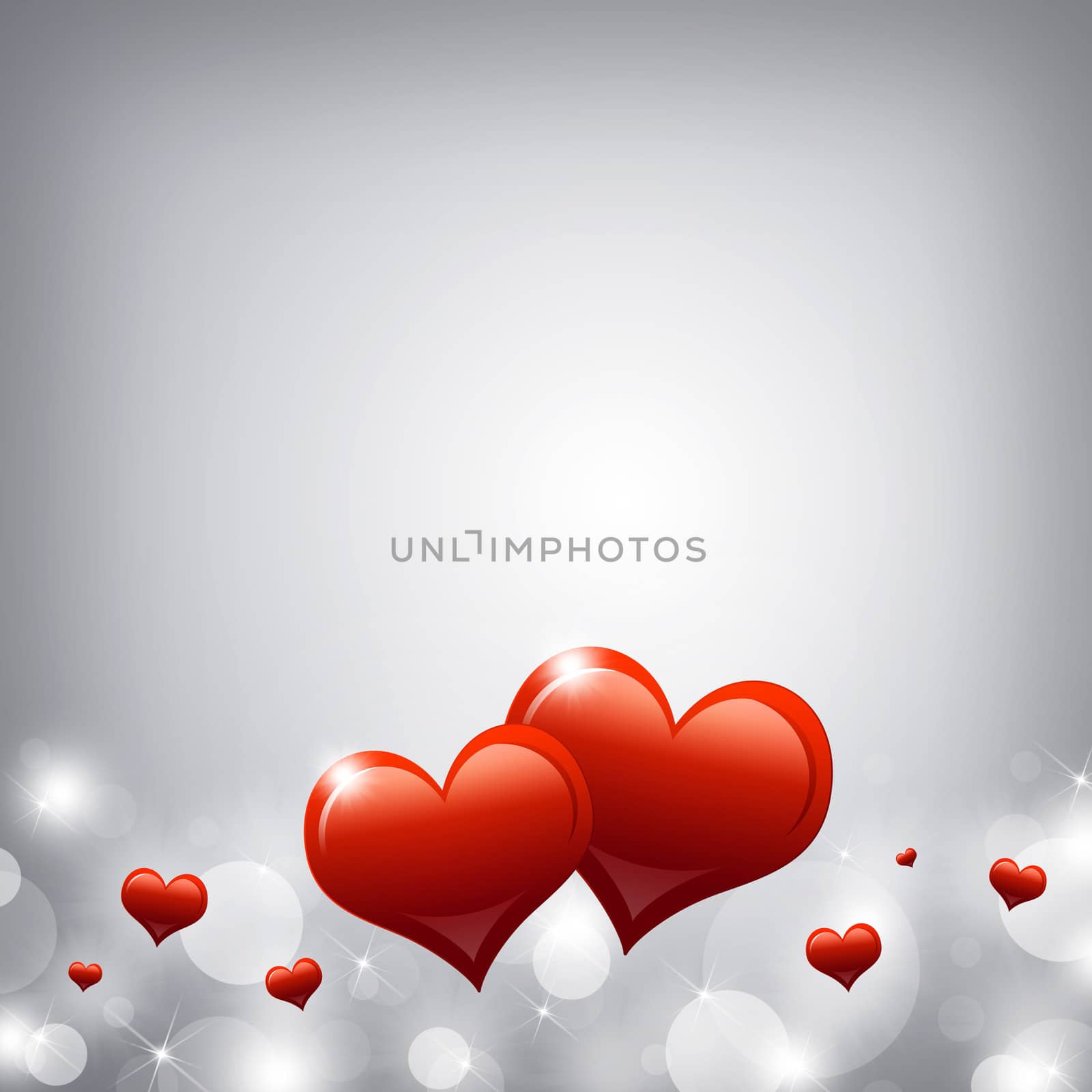 Two red hearts. Abstract background. The concept of Valentine's Day