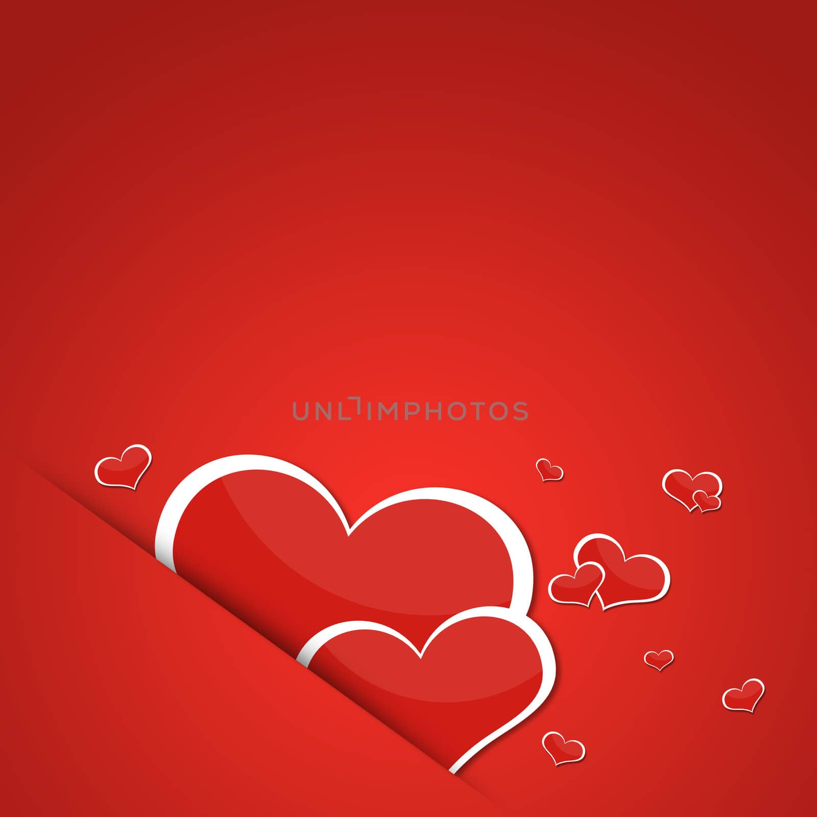 Two red hearts. Abstract background by cherezoff