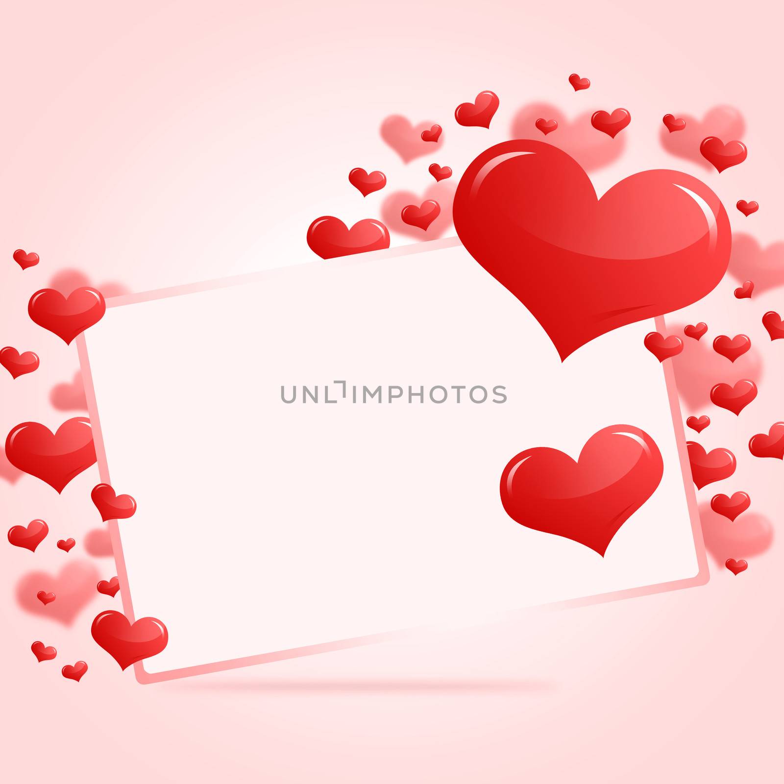 Abstract card with red hearts by cherezoff
