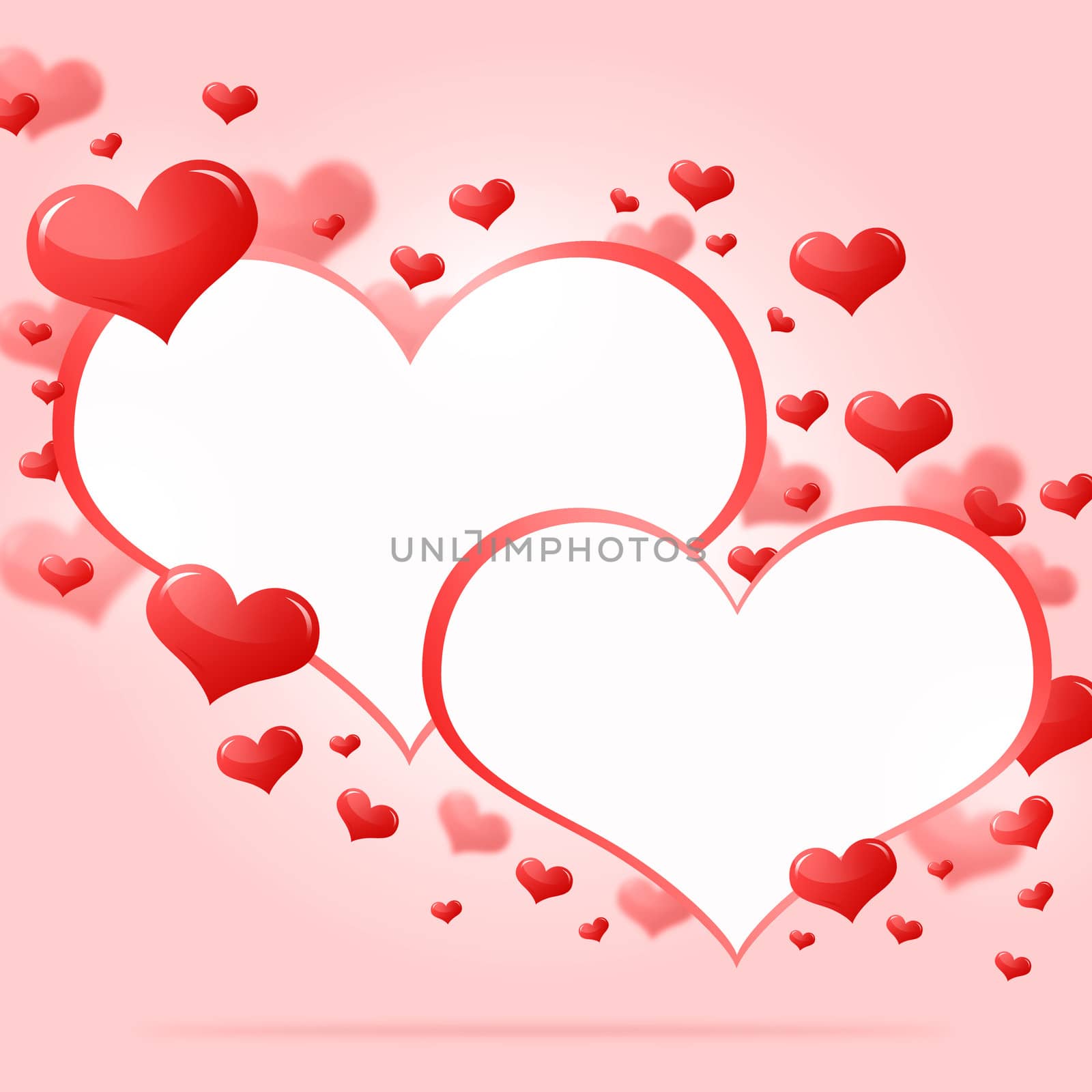 Two red hearts. Abstract background by cherezoff