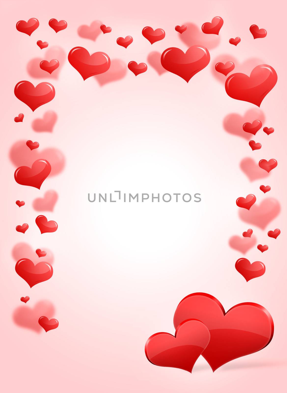 Abstract frame with red hearts. The concept of Valentine's Day