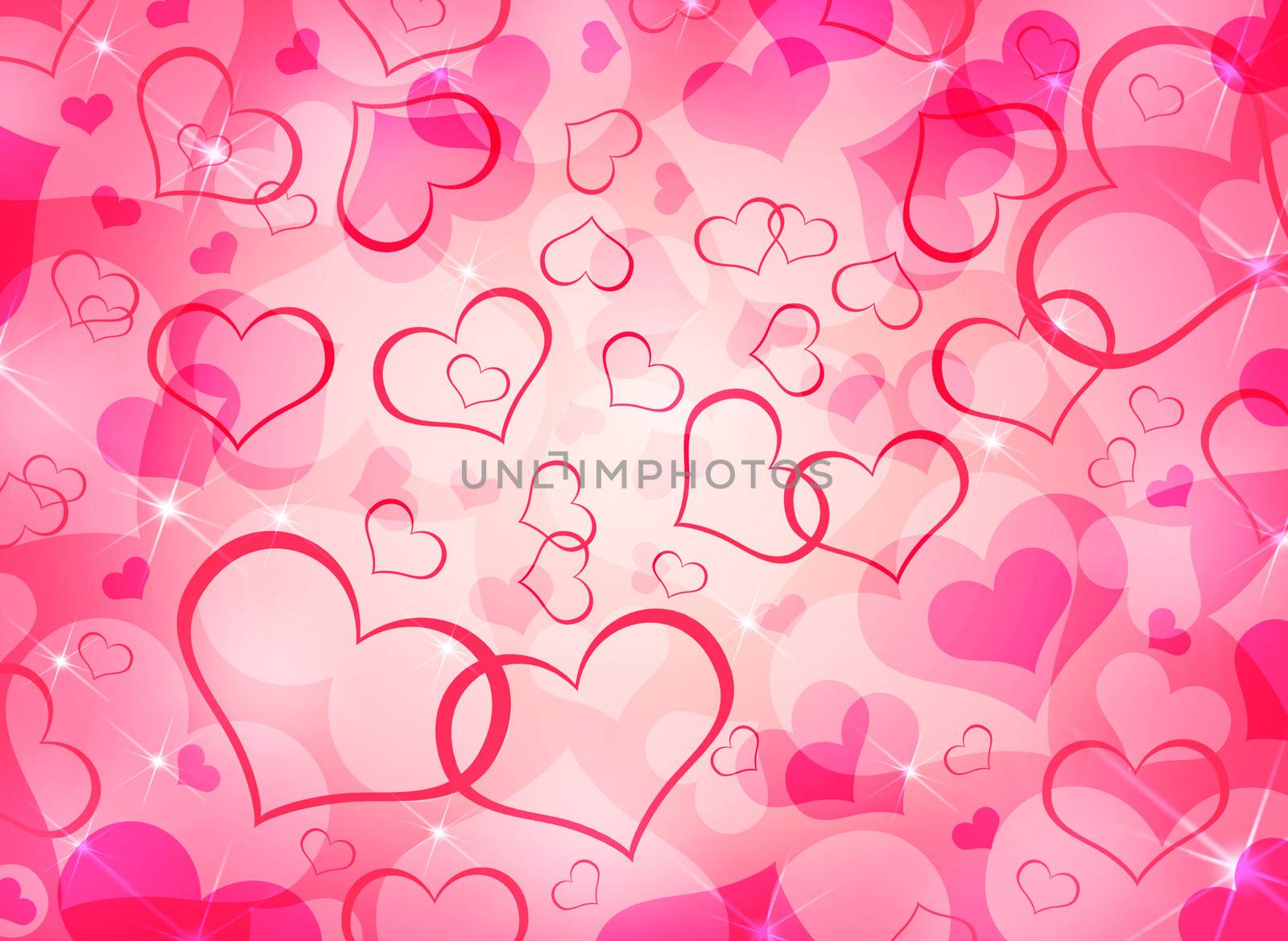 Abstract background of red hearts by cherezoff