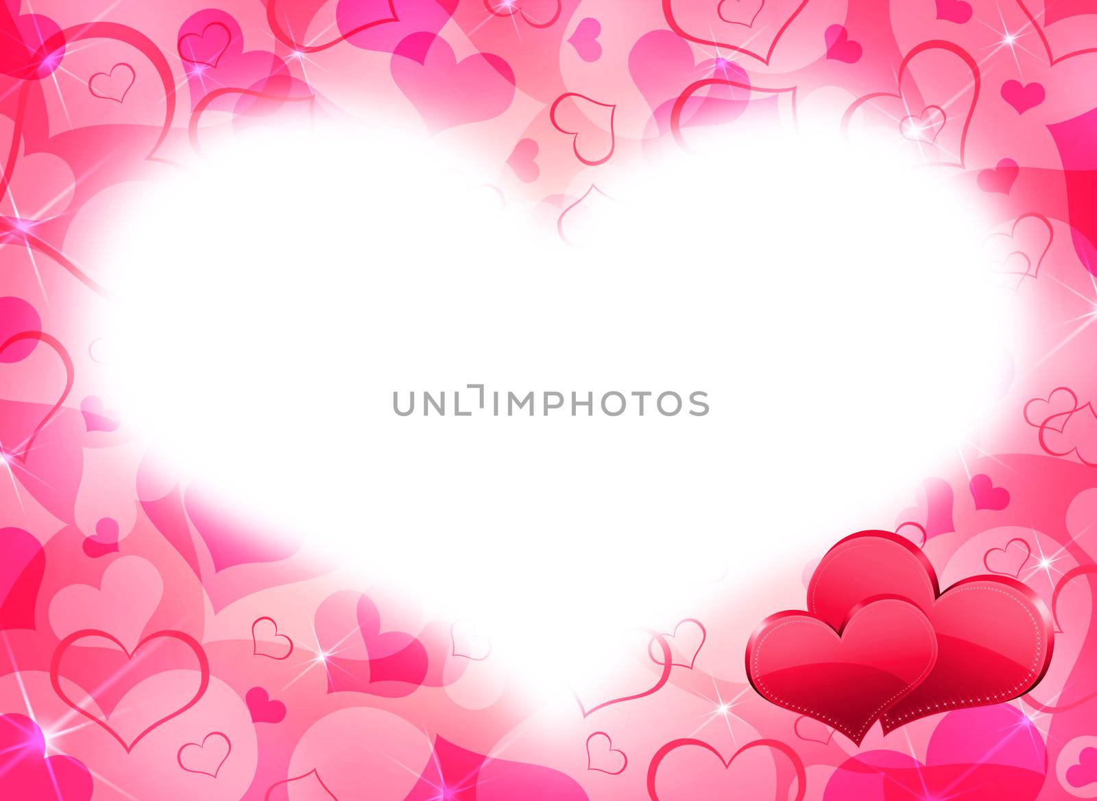 Abstract frame with red hearts by cherezoff