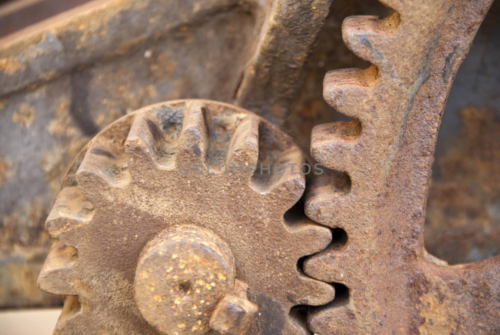 Detail of two rusty Cogs