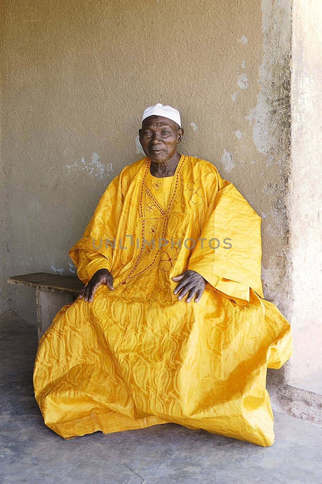 portrait of a Great Father in his African home in Ouagadougou