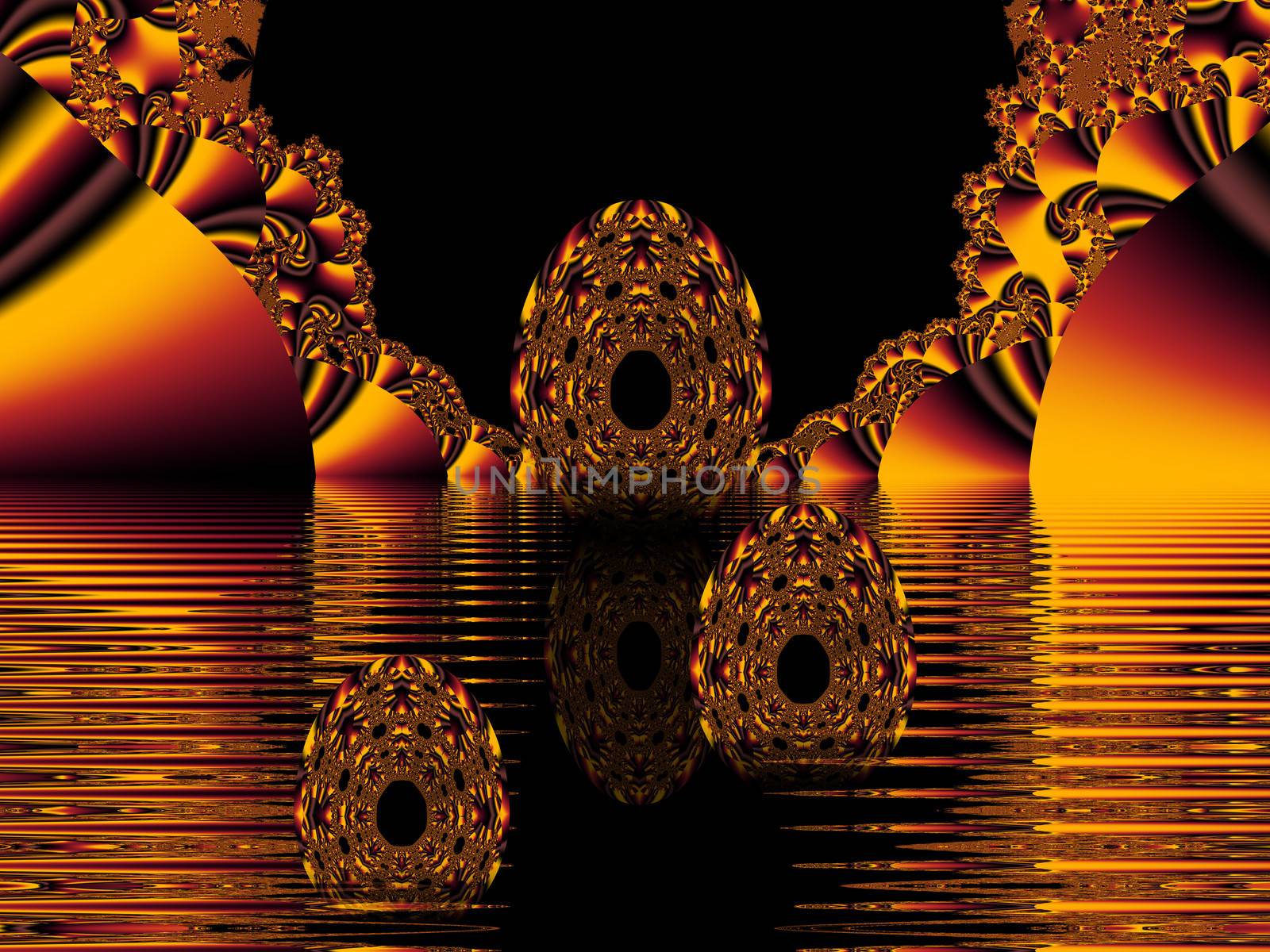 Abstarct sea and eggs background of fractals