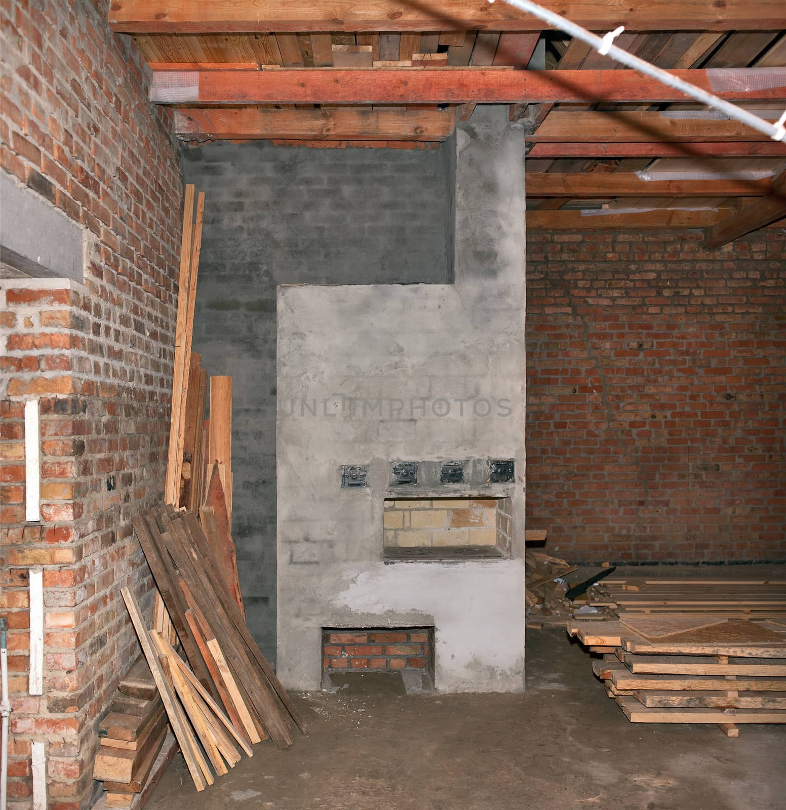 Construction of Russian oven in a building made ������of bricks