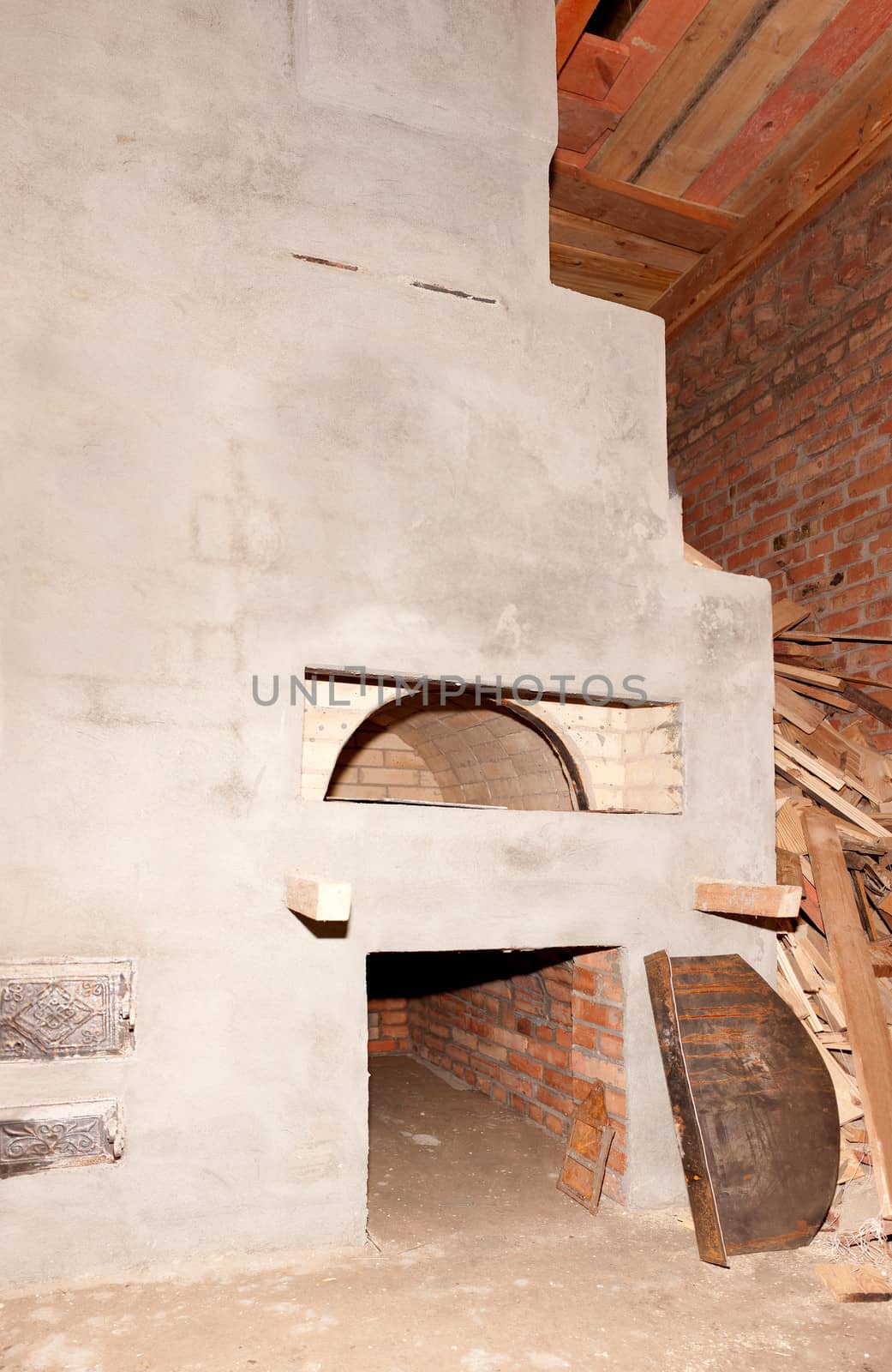 Construction of modern Russian oven in an apartment building