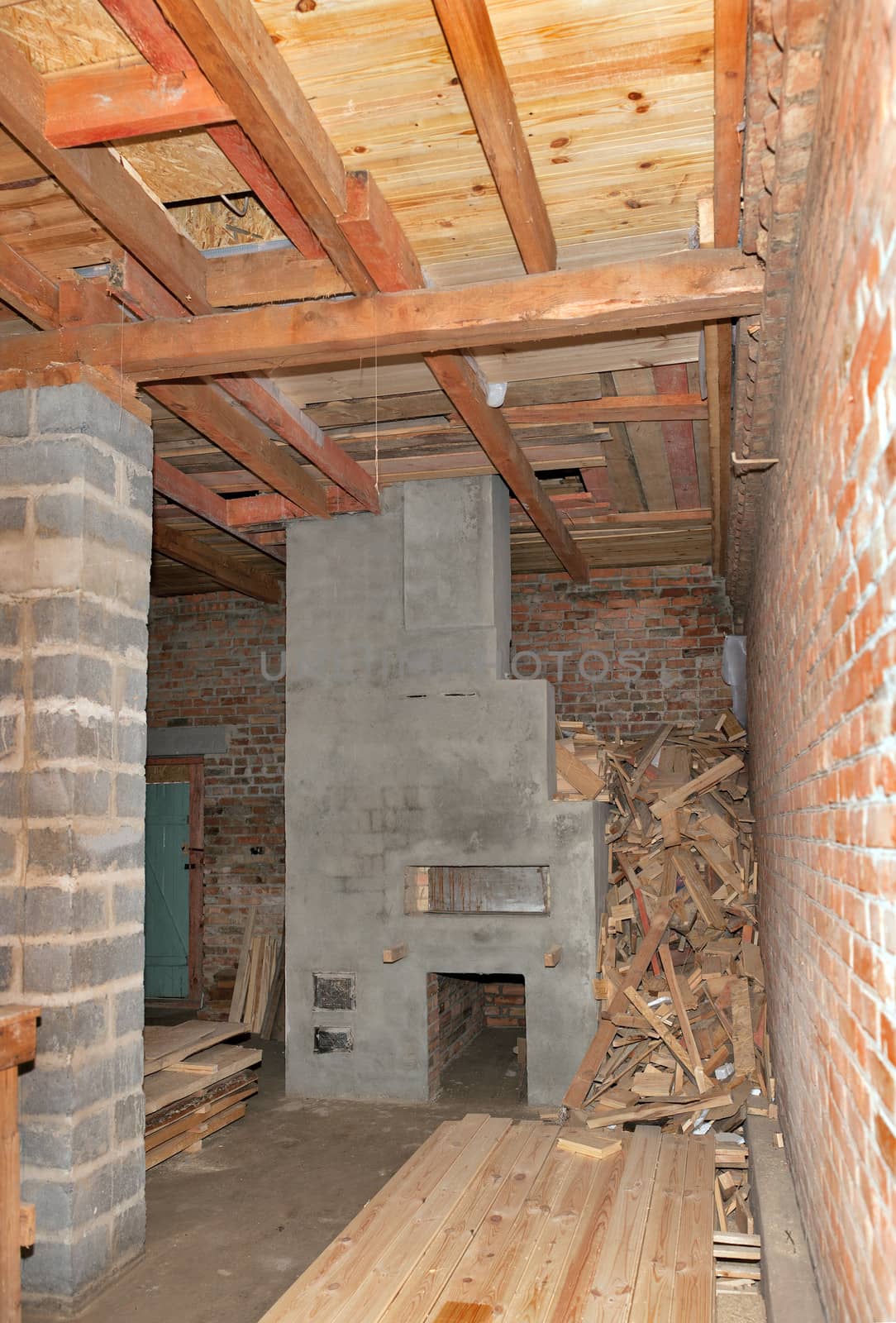 Construction of modern Russian oven at construction of residential homes