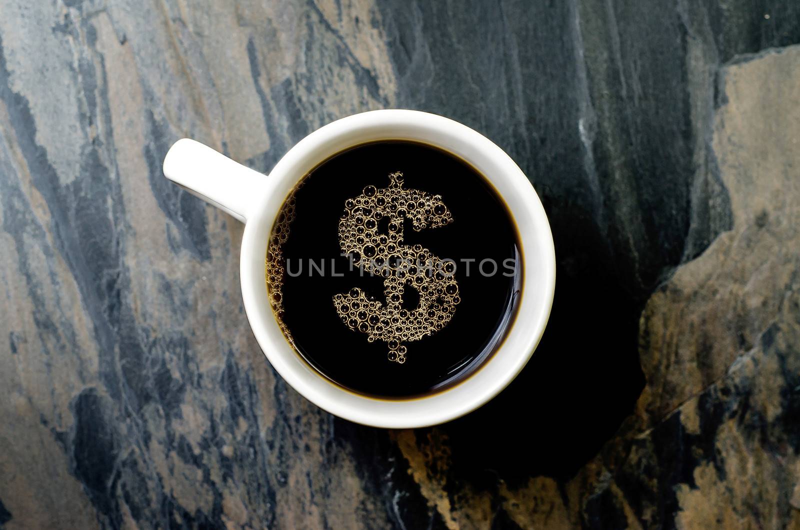 Coffee cup and hands holding a cup of hot coffee - Dollar Sign by 9george