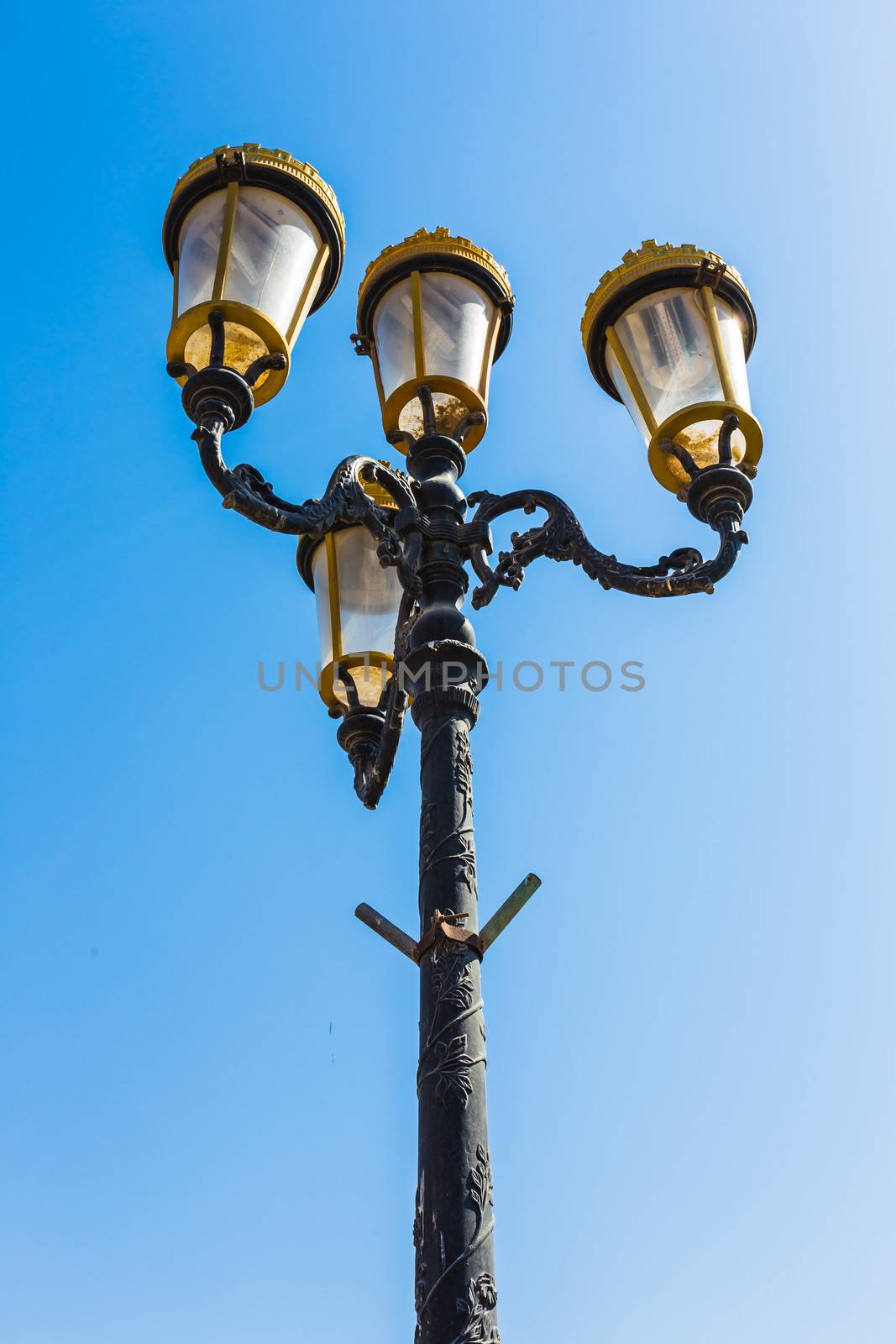 Arab street lanterns in the city of Dubai in the United Arab Emirates