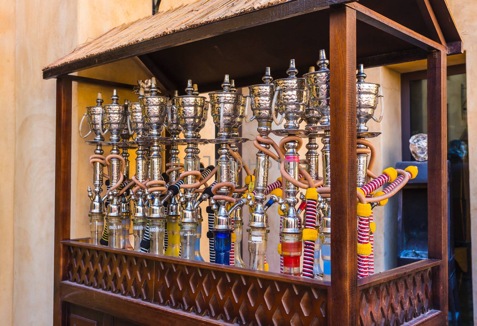 Shisha pipes hookah on the streets of the Old Town in Dubai
