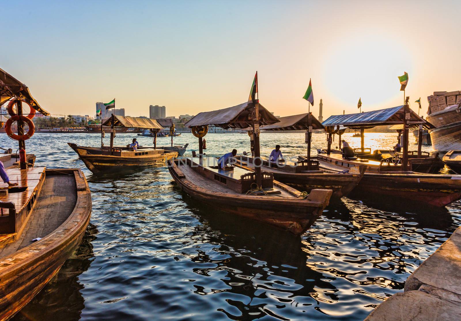  Boats on the Bay Creek in Dubai, UAE by oleg_zhukov