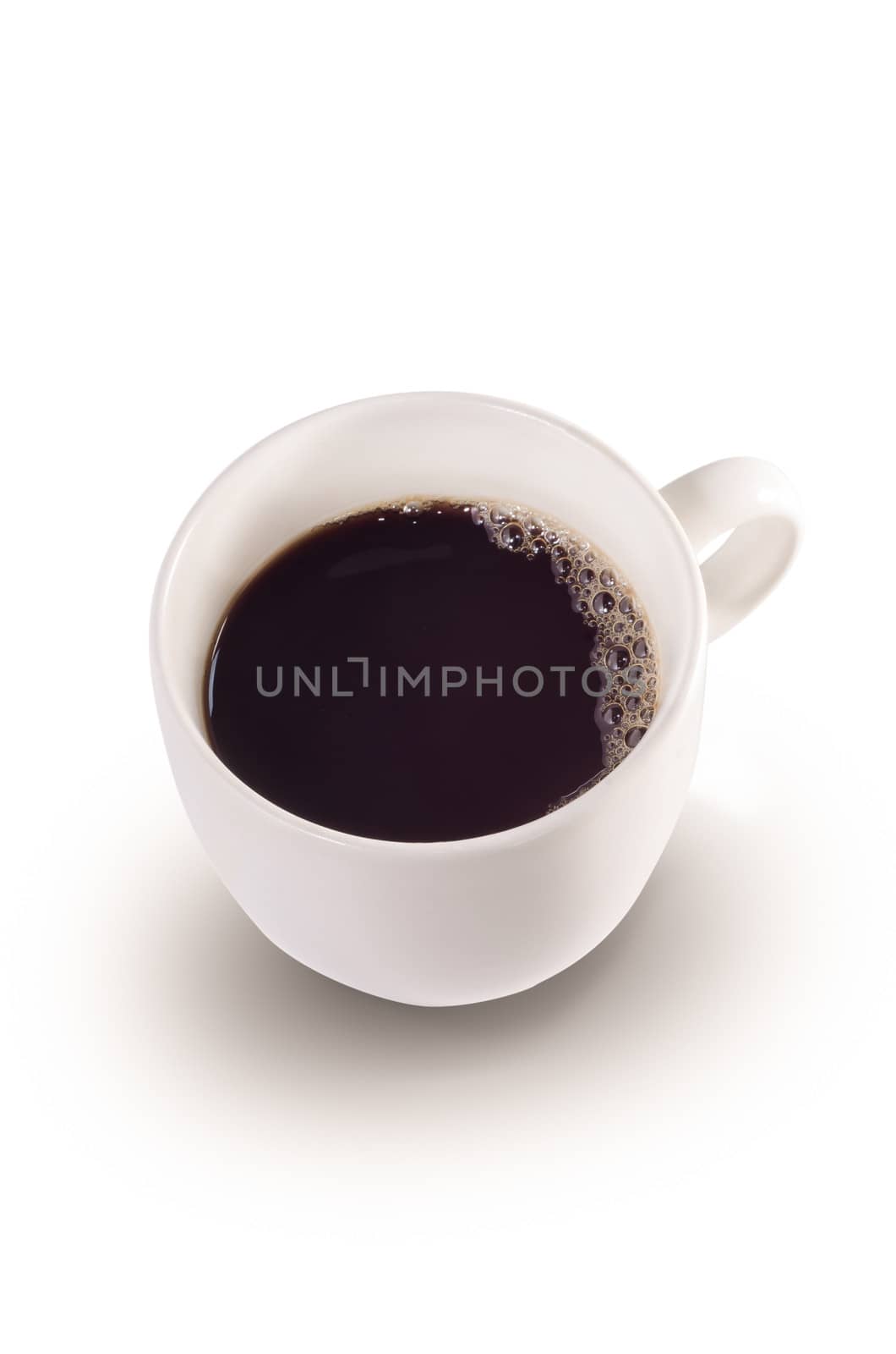 Cup of fresh coffee  on white  background : clipping path