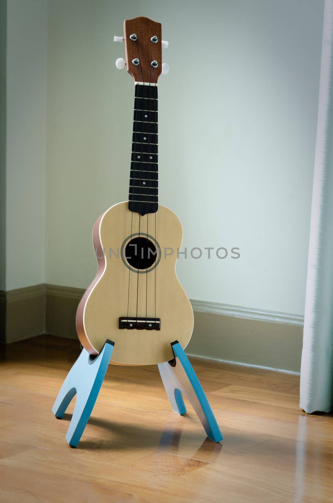 ukulele  in bedroom