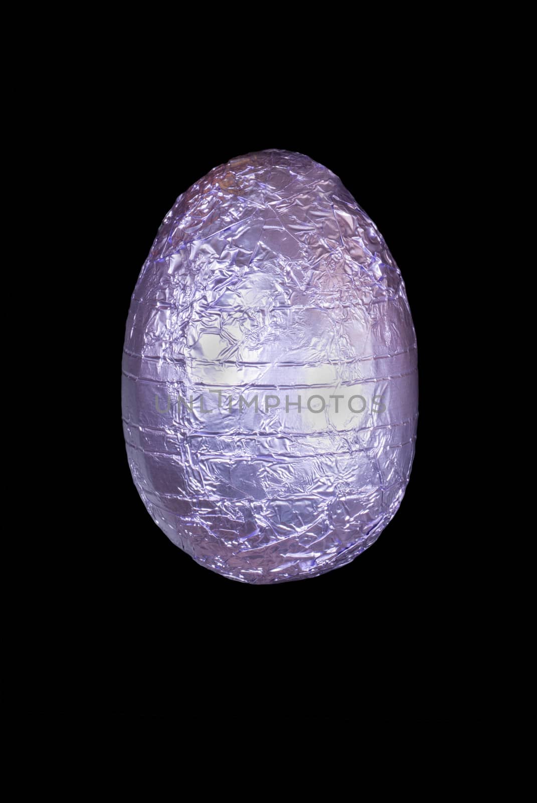 Close-up of a purple chocolate Easter egg.