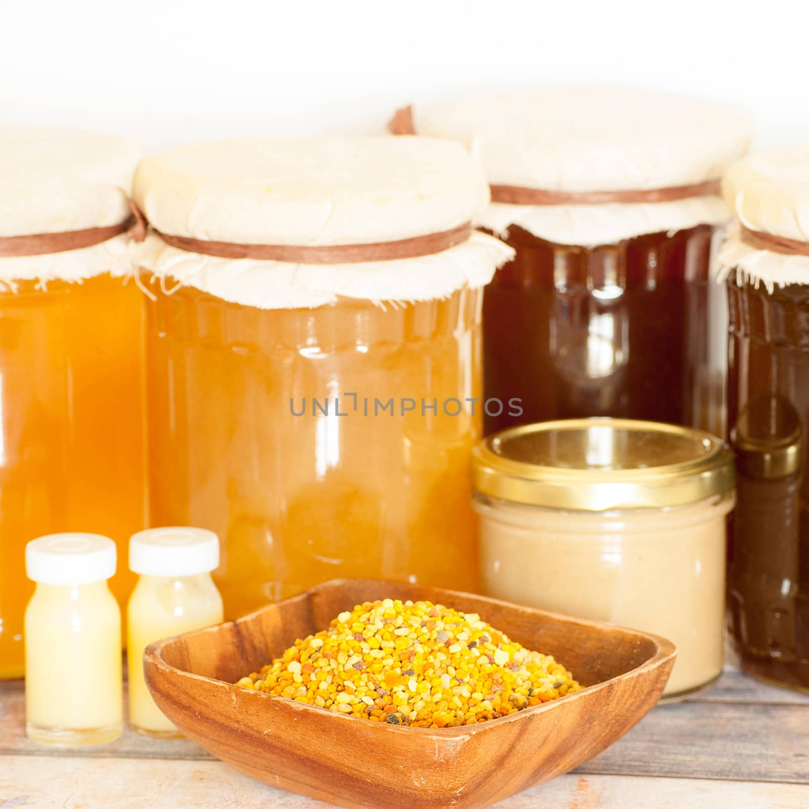 variety of raw organic honey bee products