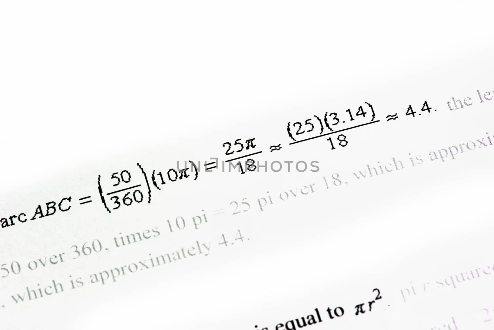 Mathematics calculations on white paper as background