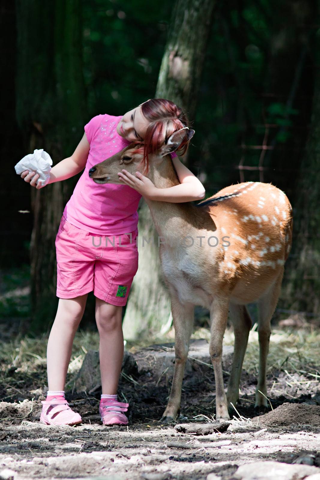 Girl and sika deer by maros_b