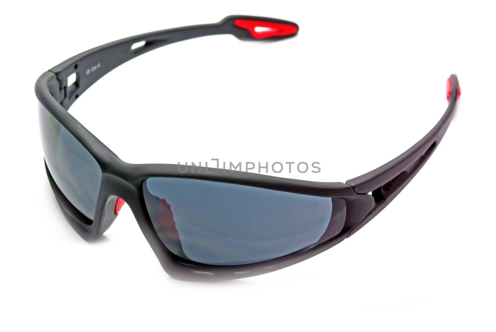 Black eyeglasses for outdoor activities over white
